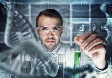 Reaktifler karıştırma genç bilim adamı