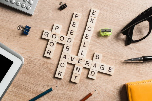Words making with wooden cubes — Stock Photo, Image
