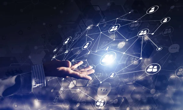 insan eli ve sosyal bağlantı çizgileri 