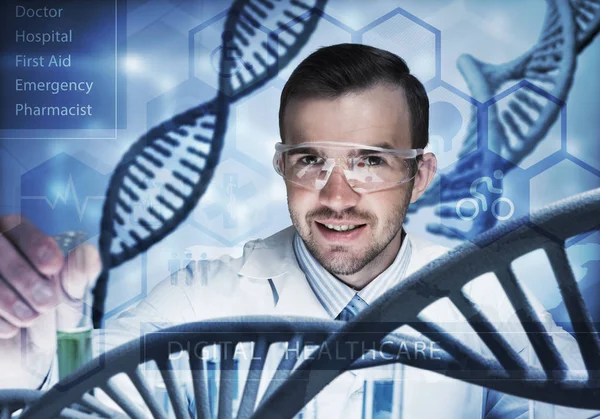 Handsome scientist making research — Stock Photo, Image