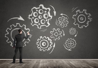 Takım çalışması iş çizim kavramı 