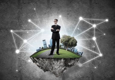 Yeşil Adası üzerinde zarif işadamı 