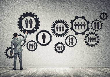 Takım çalışması iş çizim kavramı 