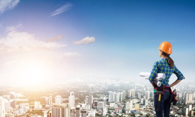 Blueprint kadınla mühendisi 