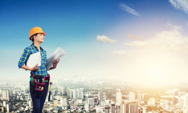 Blueprint kadınla mühendisi 