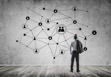 iş adamı duvara çizilen ile seyir