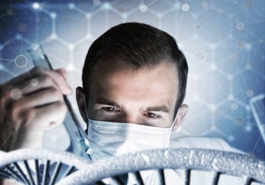 Yakışıklı bilim adamı araştırma yapma  