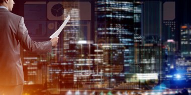 işadamı karşı sanal panel arayüzü