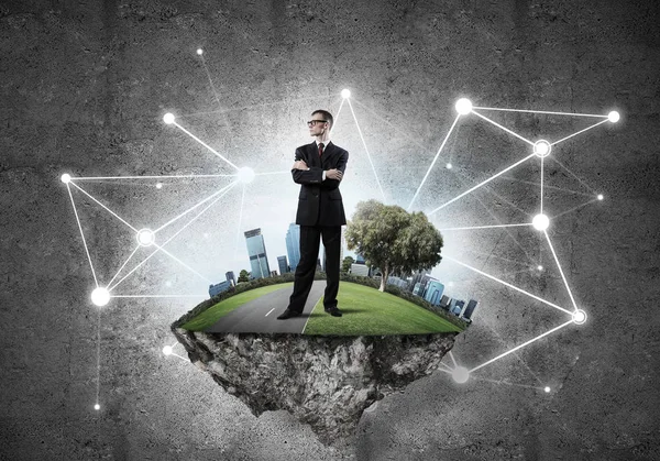 Yeşil Adası üzerinde zarif işadamı 