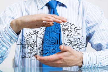 Avuç içi ile işadamı koruma kroki