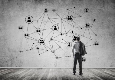 iş adamı duvara çizilen ile seyir