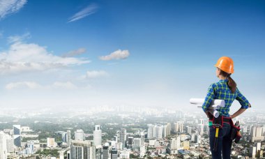 Blueprint kadınla mühendisi 