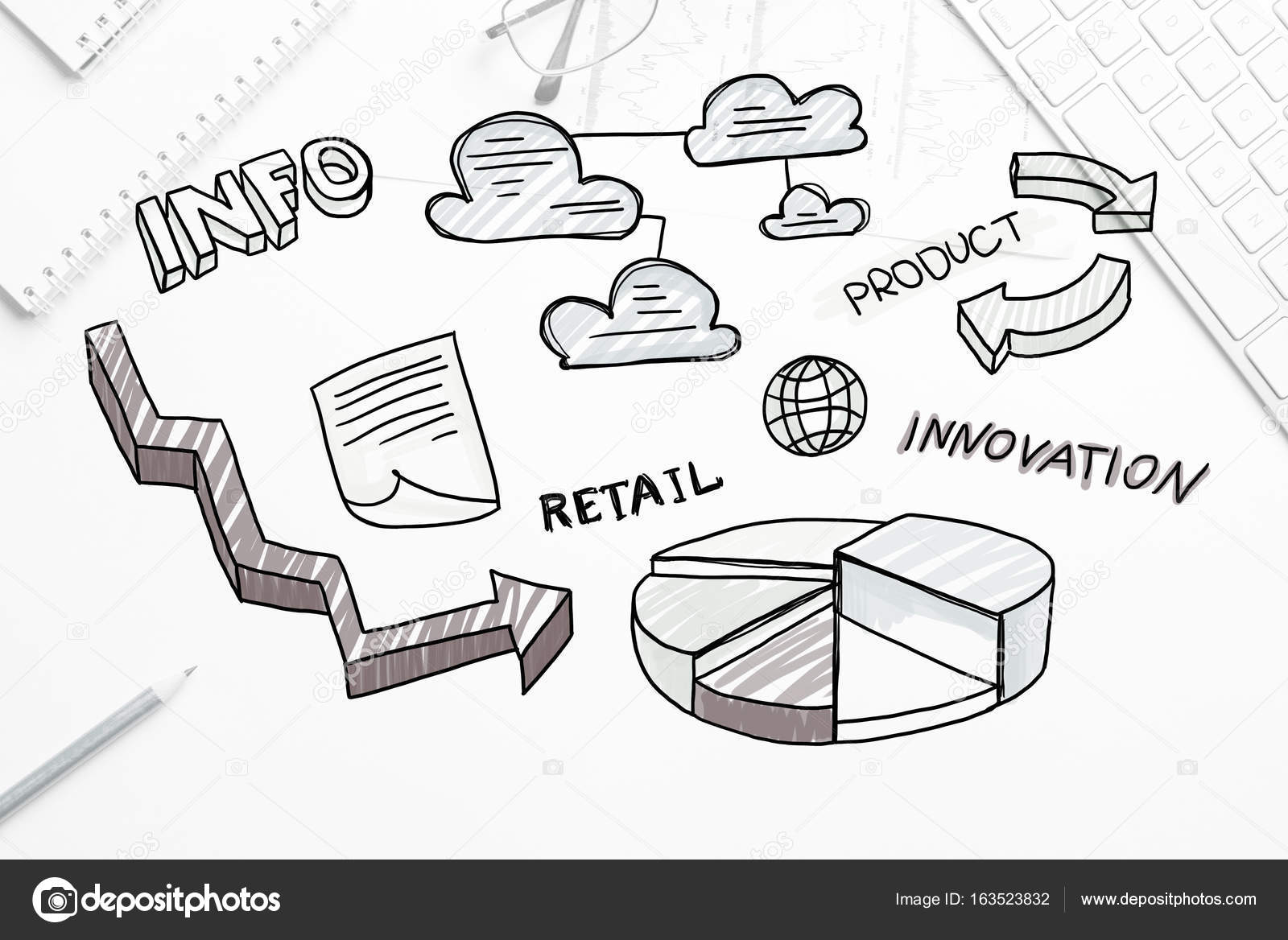 Business Workplace With Keyboard Stock Photo Khakimullin