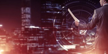 işadamı karşı sanal panel arayüzü