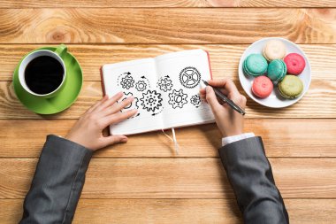 Not defteri vites düzeneği çizim eller 