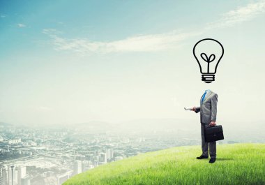 ampul kafa yerine ile işadamı  