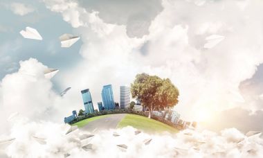 Binalar ile modern cityscape