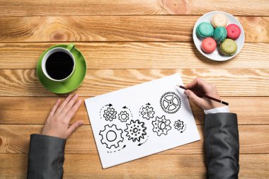 Kağıt kağıda çizim işkadını eller