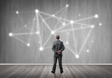 iş adamı duvara çizilen ile seyir