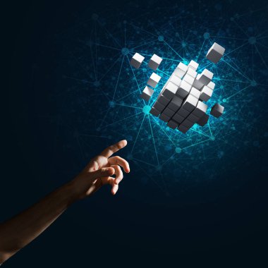 küp şekil tutan adam el