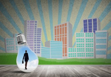 Ampulün içindeki iş kadını