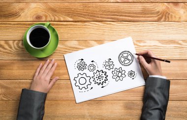 Kağıt kağıda çizim işkadını eller