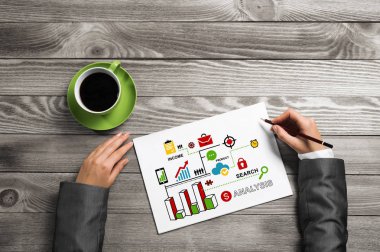 iş stratejisi not defterinde çizim eller