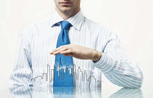 Businessman presenting real estate concept — Stock Photo, Image