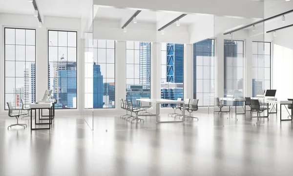 Office with windows and workplaces — Stock Photo, Image