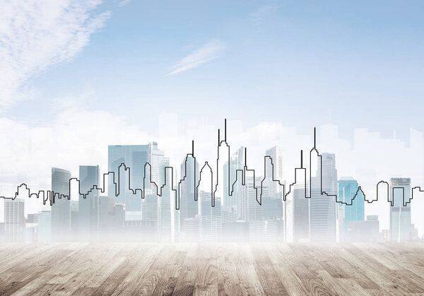 modern cityscape with towers 