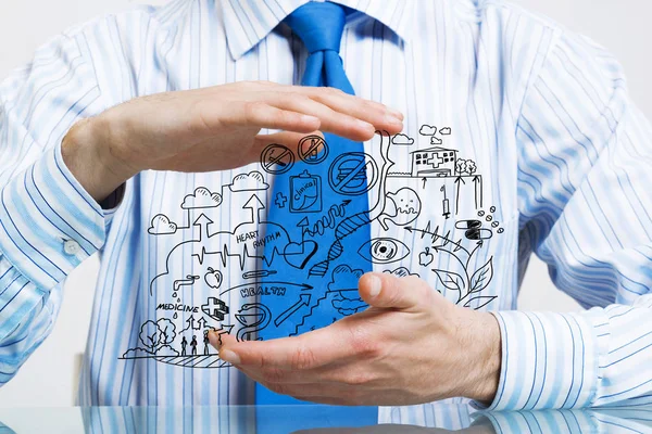 Businessman presenting business sketched plan — Stock Photo, Image