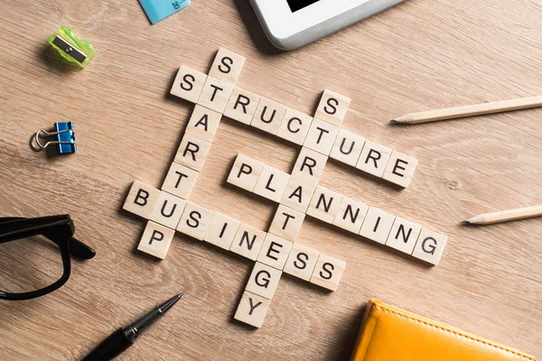 Words of business marketing collected in cubes — Stock Photo, Image