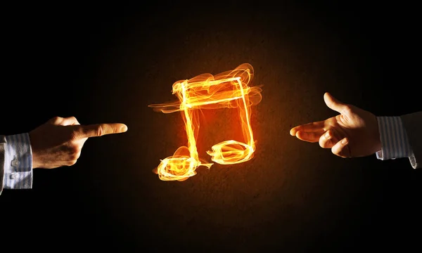 Hand och brand musik symbol — Stockfoto