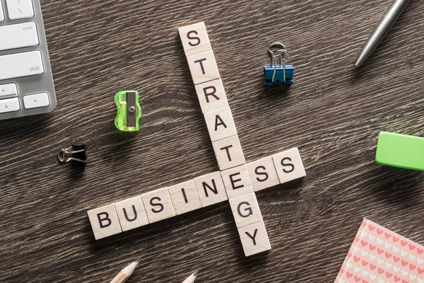 Palavras de conceitos de negócios coletados em palavras cruzadas — Fotografia de Stock