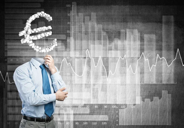Geschäftsmann mit Eurozeichen statt Kopf — Stockfoto