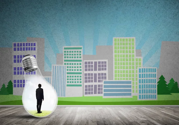 Ampulün içindeki iş adamı 