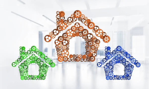 house sign made of connected gears