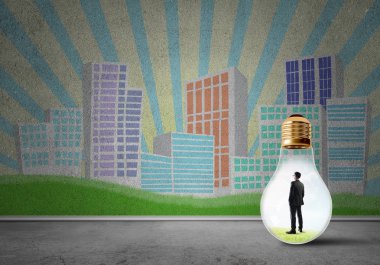 Ampulün içindeki iş adamı 