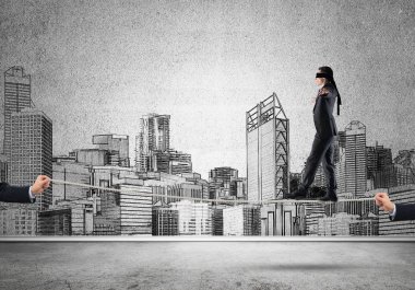 İşadamı blindfolder gözleri ile