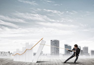 Çaba büyük grafik ile çekerek adam