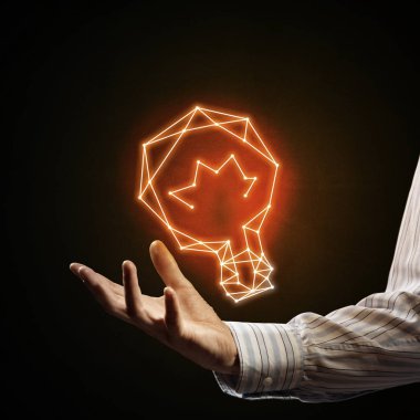 El ele tutuşarak parlayan ampul 