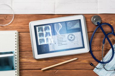 Beyaz tablet pc ve doktor araçları 