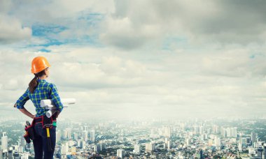 Blueprint kadınla mühendisi 