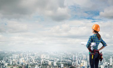 Blueprint kadınla mühendisi 