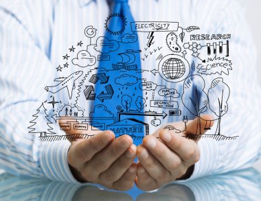 İşadamı sunan iş taslağı planı 