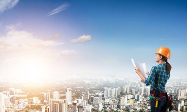 Blueprint kadınla mühendisi 