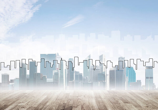 modern cityscape with towers 