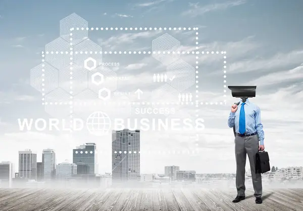 Businessman with  camera instead of his head — Stock Photo, Image