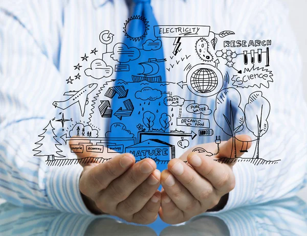 İşadamı sunan iş taslağı planı 