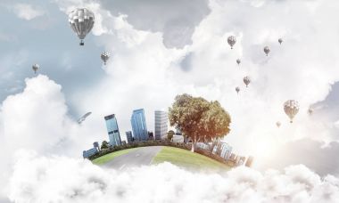 Binalar ile modern cityscape